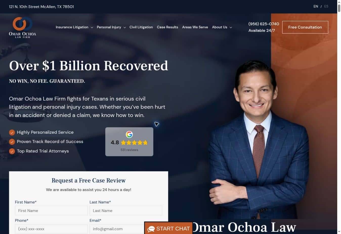 Omar Ochoa Law website design