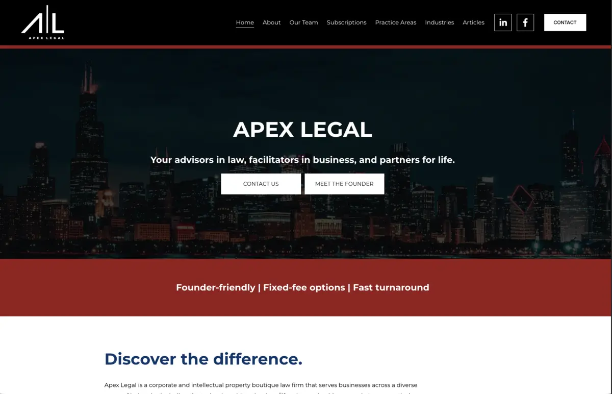 Law firm website interface
